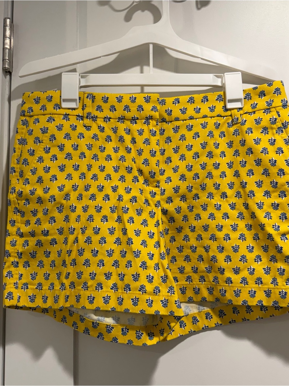 J. Crew Yellow Blue Floral Print Cotton Shorts